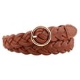 thumbnail image 1 of Women's Braided Woven Belt for Jeans Pants Brown One Size, 1 of 2