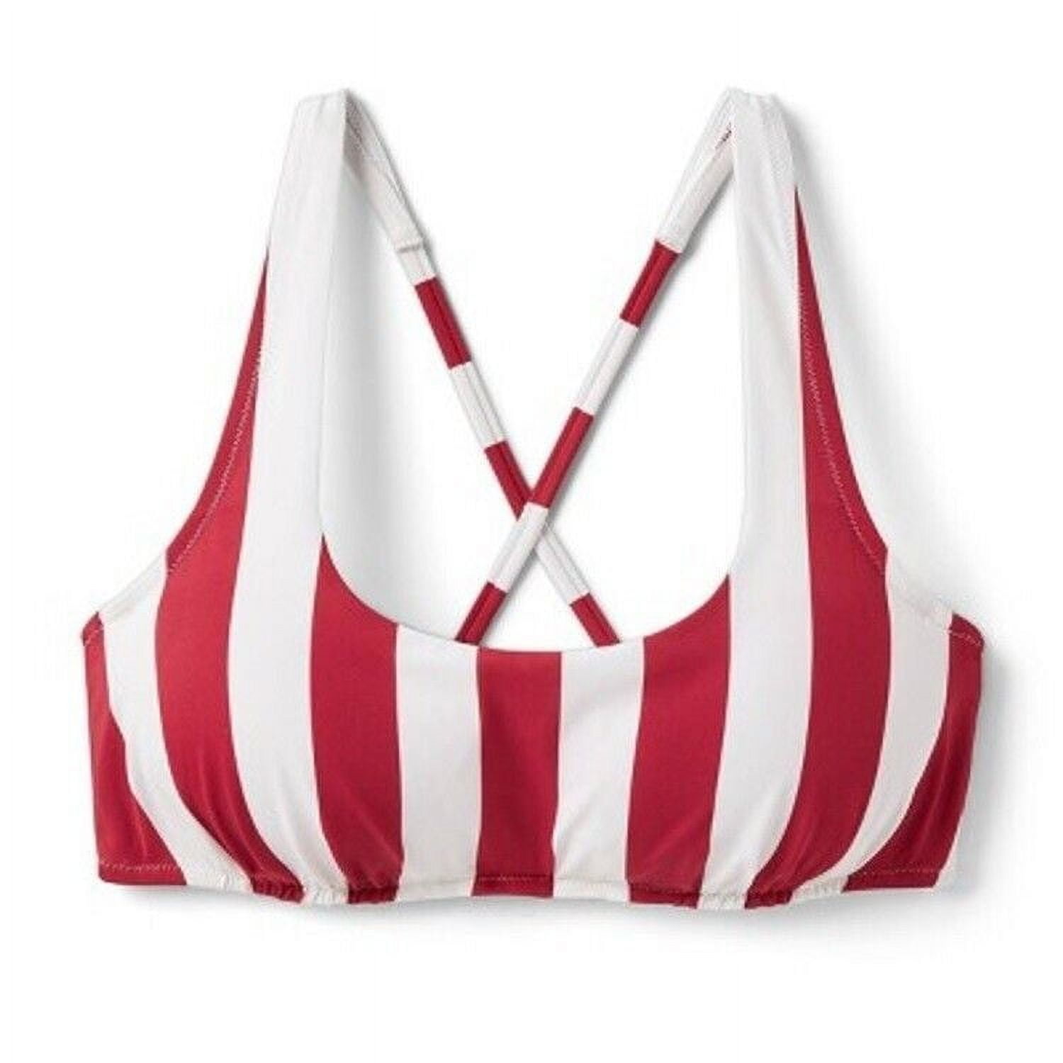 Red and white striped bikini top sale