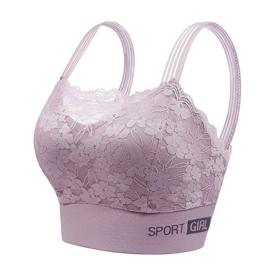 Women's Bralette Breathable French Flower Lace Support Elastic Wide Straps Shaping Daily Tube Top Underwear Bra