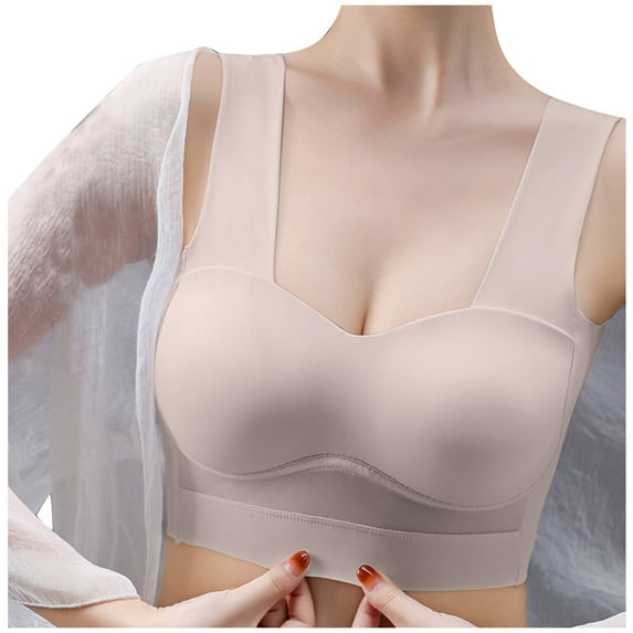 Women's Bralettes Pullover Bra Feature V-Neck T-Shirt Bra Style W-434 Khaki L