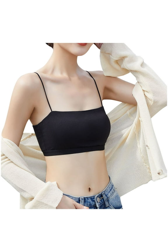 Women's Bralettes, Tube Tops Bras for Women Padded Bandeau Bra Wireless Comfort Seamless Tube Top Bralette with Spaghetti Straps S-XL
