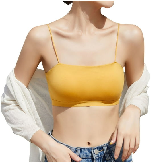 Women's Bralettes, Tube Tops Bras for Women Padded Bandeau Bra Wireless Comfort Seamless Tube Top Bralette with Spaghetti Straps S-XL