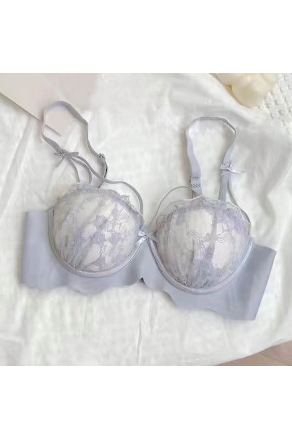 Women's Bras Wireless Under $5 Embroidery Thin Style Ventilate Back Buckle Bra Without Steel Rim