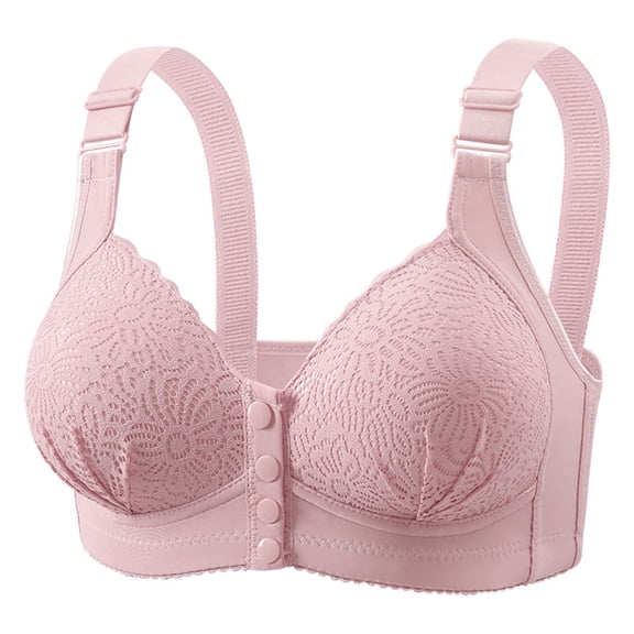 Women's Bras Front Closure Push up No Underwire Solid Color Breathable Cup T Shirt Bra Hot Pink XL