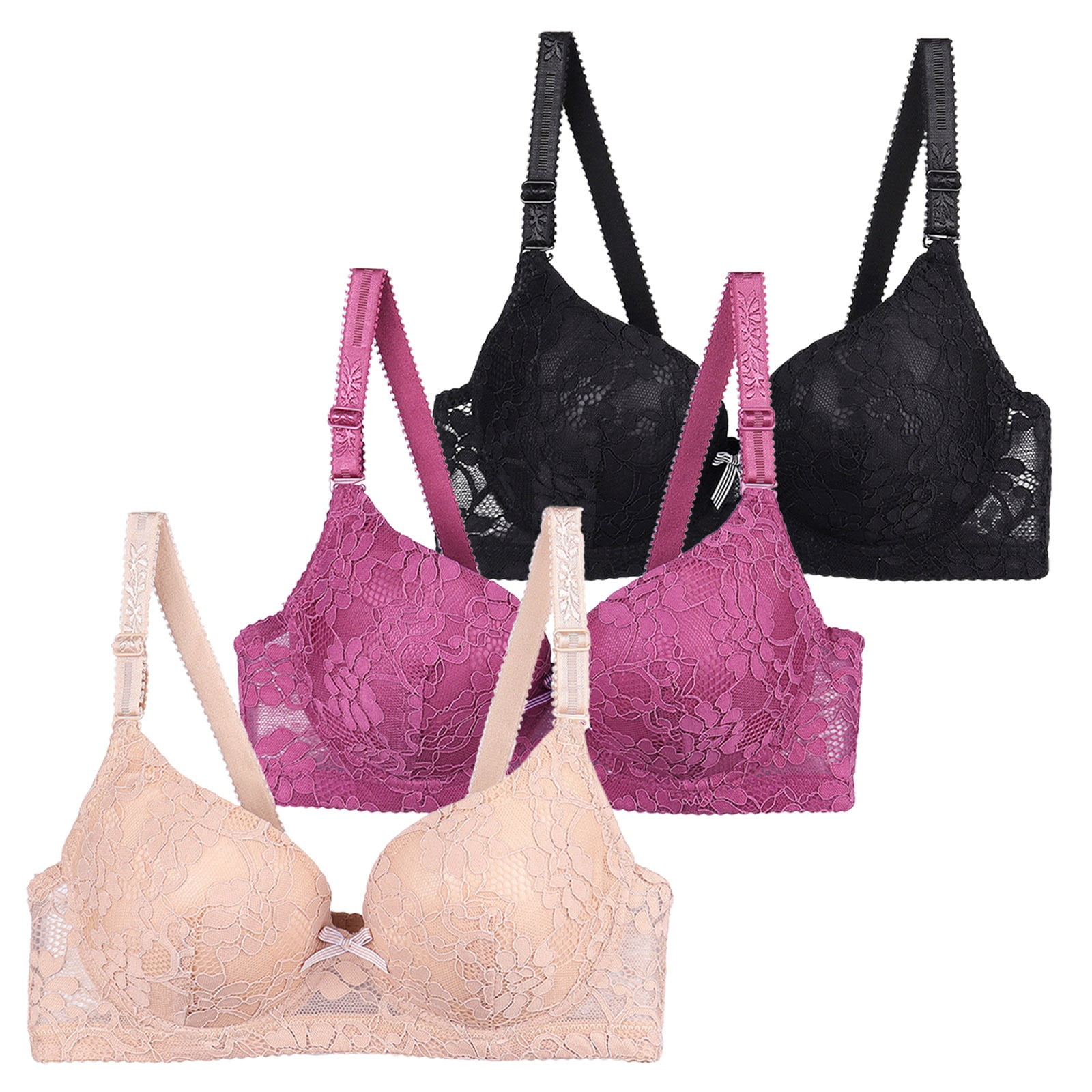 Women's Bras Women's Front Side Buckle Lace Edge Without Steel Ring