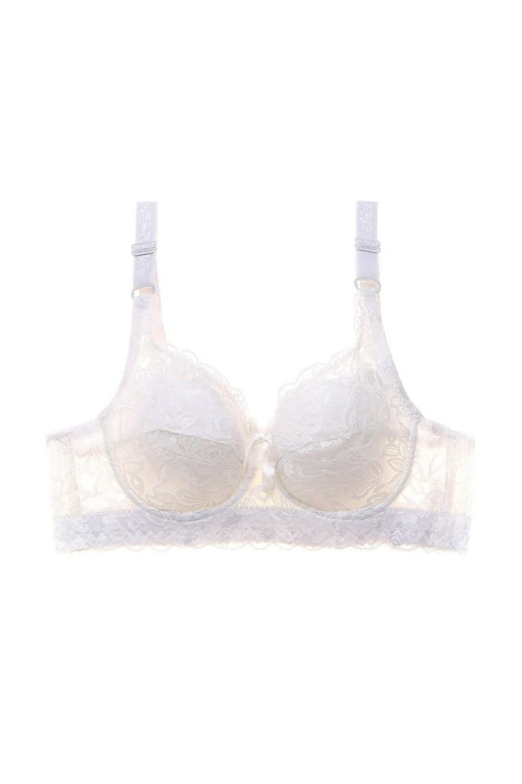 Women’s Bras, Lace Bra - Women Lace Lingerie Wire Bra Underwear Gathered Bra