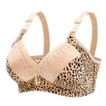 thumbnail image 1 of Women's Bras Leopard-Print Front Buckles Underwear No Underwire Bra V-Neck Pullover Bra Feature Hook and Eye Closure Strapless Bra Style Y-307 , Yellow 42, 1 of 5