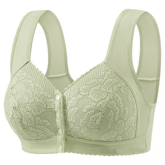 Women's Bras No Underwire Front Closure Wireless Snap Closing Bra Gathered Breathable Daily Bras