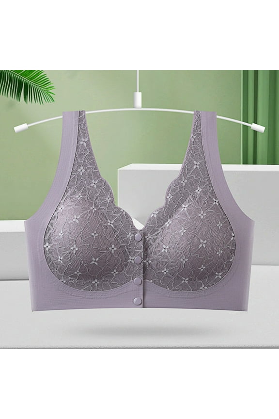 Women's Bras No Wire Under $5 Fashion Lace Front Button No Steel Ring No Adjustable Underwear Daily Bra