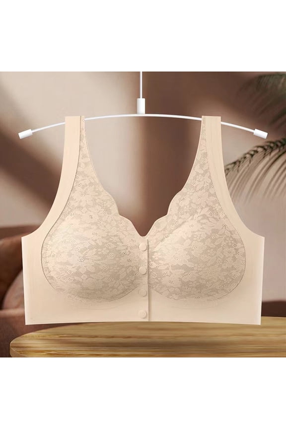 Women's Bras No Wire Under $5 Fashion Lace Front Button No Steel Ring No Adjustable Underwear Daily Bra