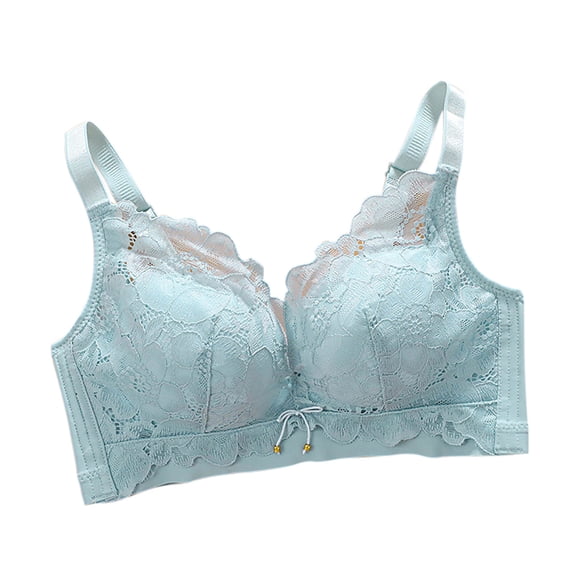 Women's Bras Plus Size Non Steel Ring Full Coverage Gathered Breathable Comfort Soft Everyday Bras Green L