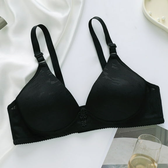 Women's Bras Plus Size, Xunlbb Women's Daily Adjustable Underwear Gathered Thin Bra Without Steel Ring(Black,42)