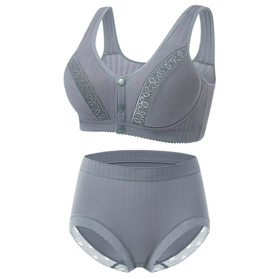 Women's Bras Set, Women's Everyday Bra and Panty Set Plus Size Bra Underwear Set Front Button Shaping Cup Shoulder Strap Underwire Bra 36-48