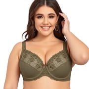 Womens Bras Underwire Lace Unlined Everyday Brassieres Minimizer Full Coverage Plus Size 36J