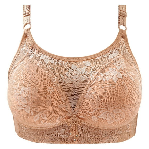 Women's Bras Women's Large Size Large Show Small Comfortable Underwear Thin Style Gather Side Retraction Pair Bra Beige 42