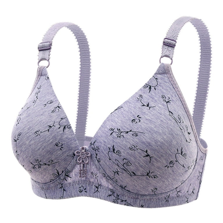 Women's Bras Women's Printed Middle Aged Elderly Comfortable Cotton Cloth  Without Steel Ring Soft Cotton Breathable Bra Lingerie For Women
