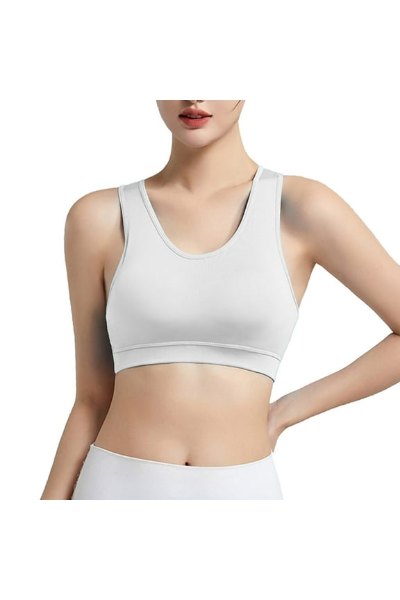 Women's Bras Women's Solid Color Fashion Proof Running Back Yoga Vest High Strength No Underwire Pack of Bras for Women Push up Small Sports Bra Womens Bra Pack Sports with Cups The Running G White M
