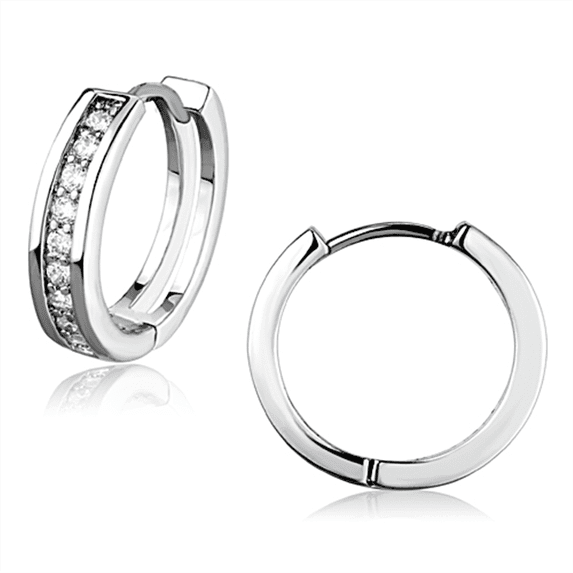 Women's Brass CZ Clear 2.80(g) Hoops & Huggies Earrings
