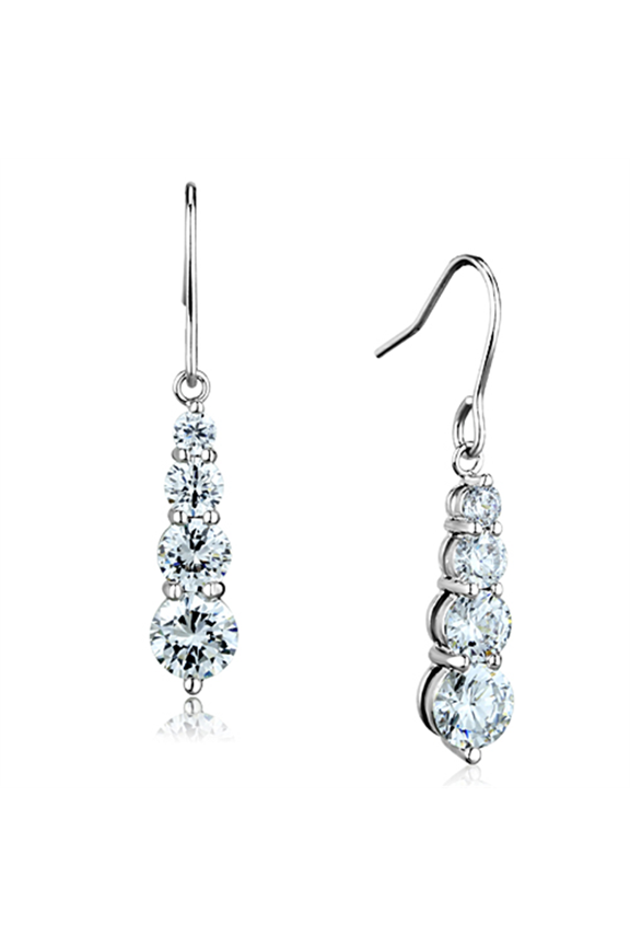 Women's Brass CZ Clear 2.90(g) Round Dangle & Drop Earrings