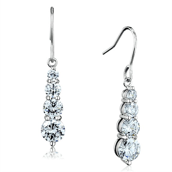 Women's Brass CZ Clear 2.90(g) Round Dangle & Drop Earrings
