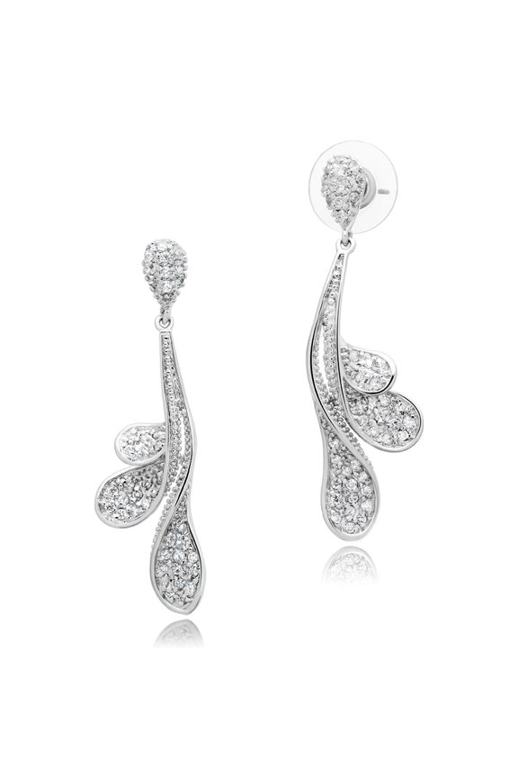 Women's Brass CZ Clear 7.00(g) Dangle & Drop Earrings