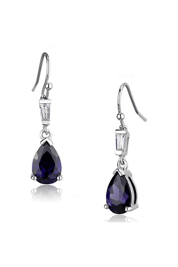 Women's Brass CZ Clear Purple Amethyst Dangle & Drop Earrings