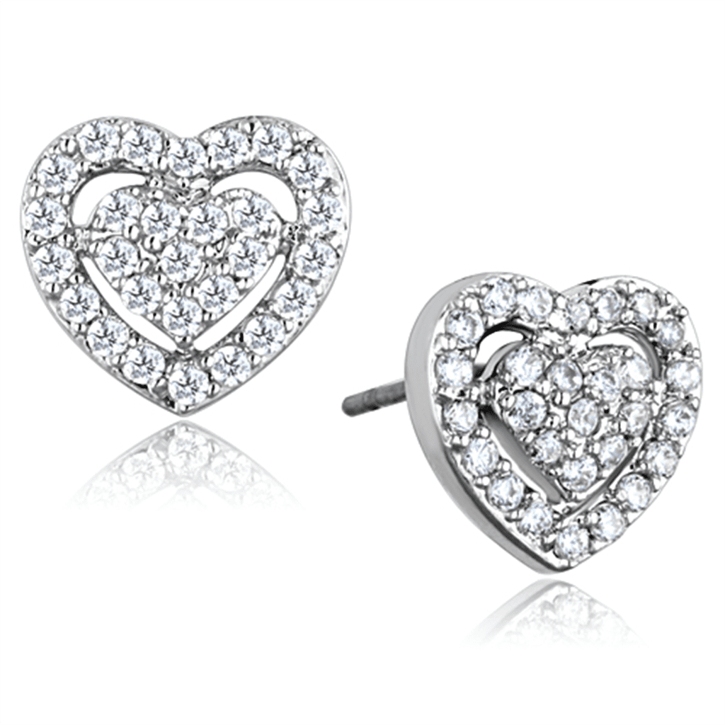 Women's Brass Rhodium CZ Clear 1.60(g) Western Stud Earrings