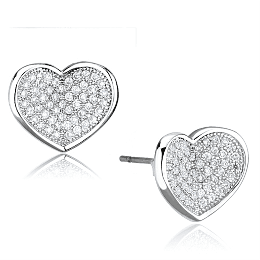Women's Brass Rhodium CZ Clear 2.10(g) Stud Earrings