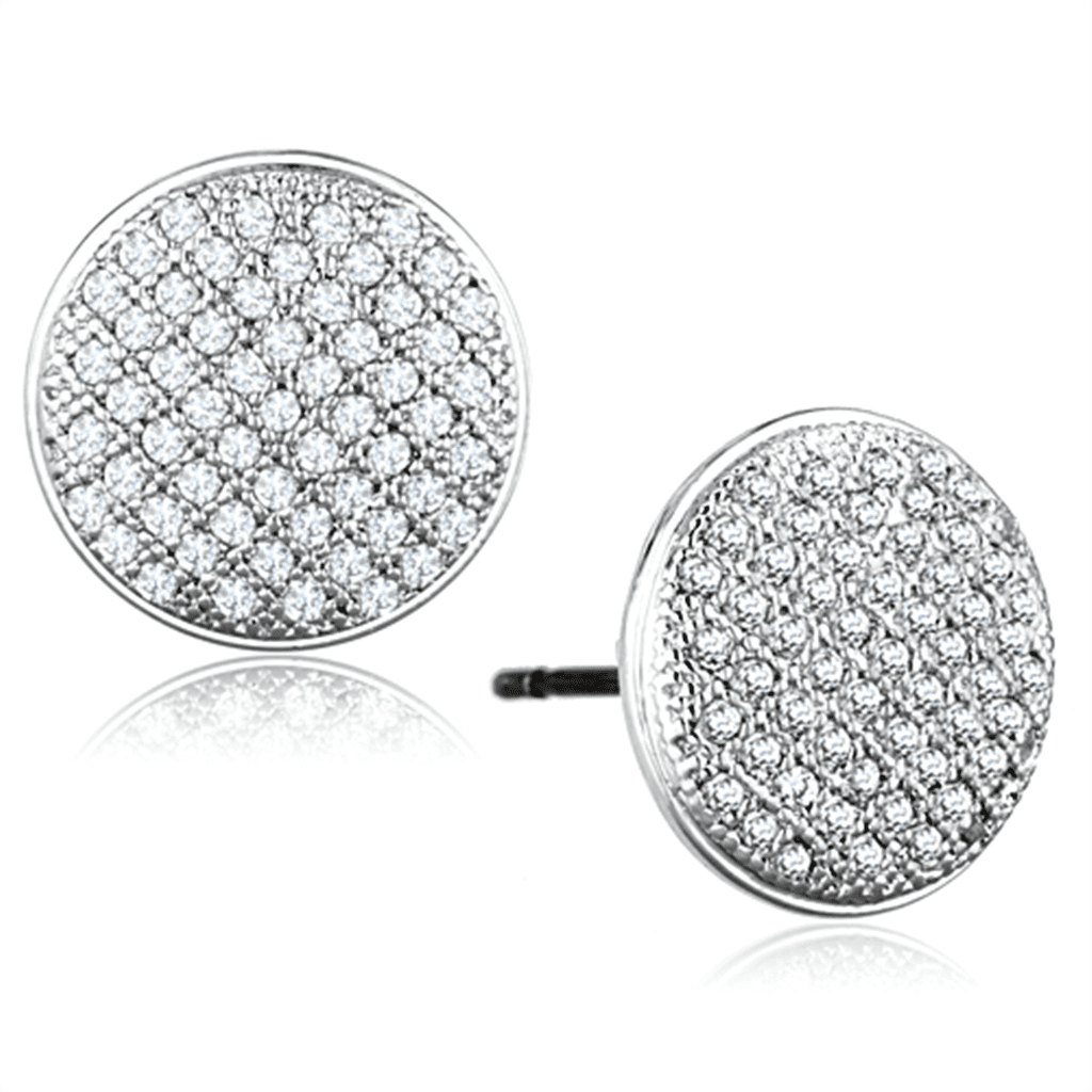 Women's Brass Rhodium CZ Clear 2.20(g) Stud Earrings