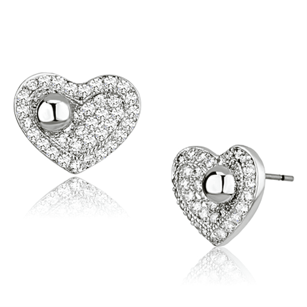 Women's Brass Rhodium CZ Clear 3.20(g) Western Stud Earrings