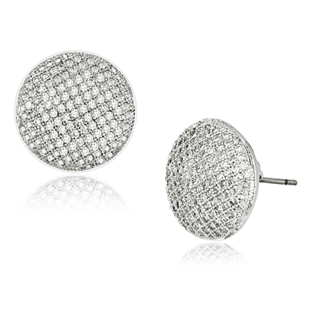Women's Brass Rhodium CZ Clear 3.60(g) Western Stud Earrings