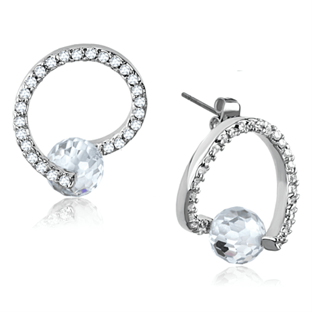 Women's Brass Rhodium CZ Clear 7.30(g) Fashion Stud Earrings