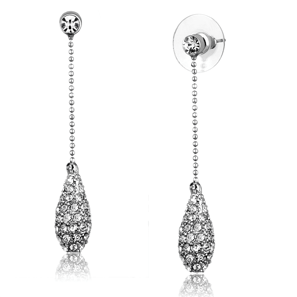 Women's Brass Synthetic Top Grade Crystal Clear Dangle & Drop Earrings