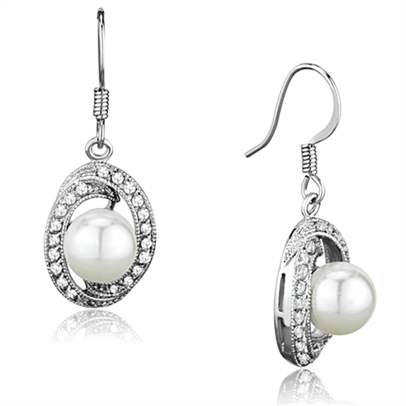 Women's Brass Synthetic White Clear 6.00(g) Dangle & Drop Earrings