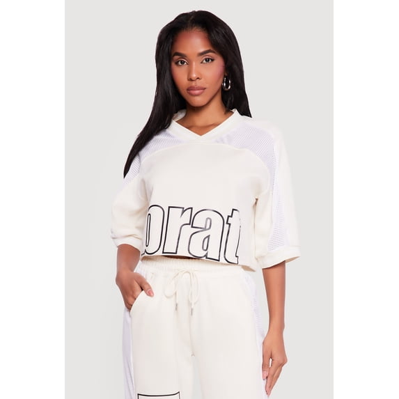 Women's Brat Graphic Cropped Jersey Top
