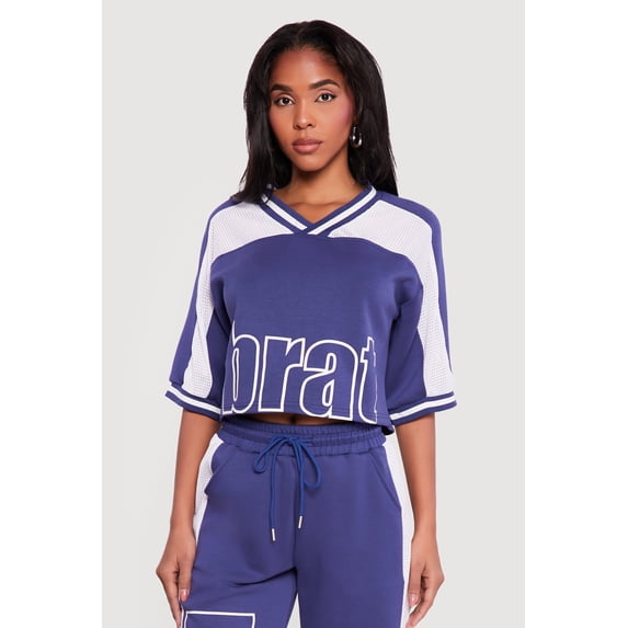 Women's Brat Graphic Cropped Jersey Top