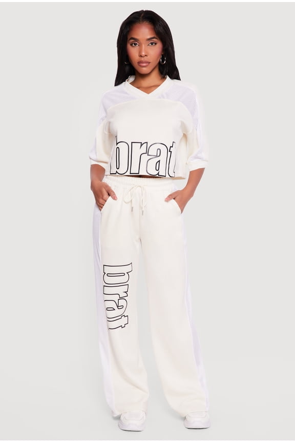 Women's Brat Graphic Drawstring Waist Wide Leg Pants