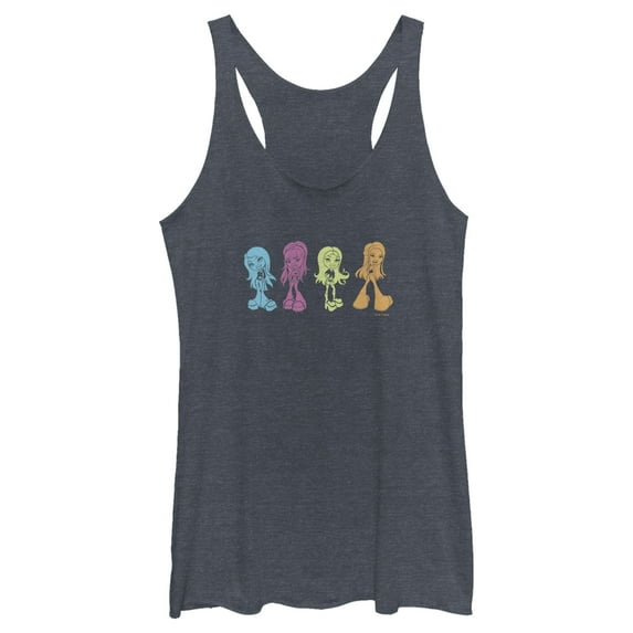 Women's Bratz Rainbow Crowd Racerback Tank Top Navy Blue Heather Large