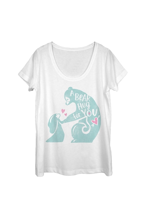 Women's Brave Bear Hug Scoop Neck White 2X Large