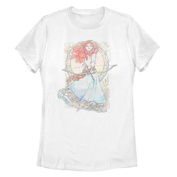 Women's Brave Merida Watercolor Print  Graphic Tee White Small