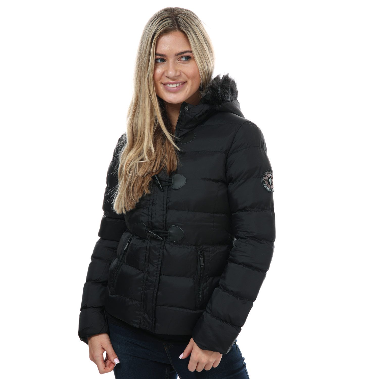 Women s Brave Soul Wizard Padded Duffle Jacket in Black Walmart