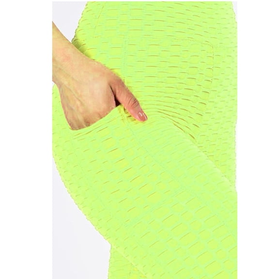 Women's Brazilian Style Biker Shorts Activewear Fitness Running Stretch Shorts, Neon Green, L/XL