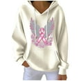 thumbnail image 1 of Women’s Breast Cancer Awareness Hoodie Pink Angel Wings Sequin Print Long Sleeve Casual Sweatshirt Support Survivor Ribbon Graphic Pullover for Empowerment and Remembrance, 1 of 5