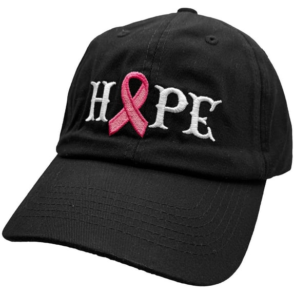 Women's Breast Cancer Awareness Pink Ribbon Hope Hats, 100% Cotton, Pink Ribbon Courage Adjustable Baseball Cap