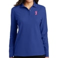 thumbnail image 1 of Women's Breast Cancer Awareness Ribbon Long Sleeve Polo Shirt, Small Royal, 1 of 3