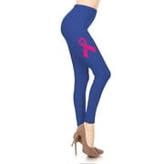 Leggings Yoga Femme BELIEVE Breast Cancer Noir - Taille M, Coton Stretch, Motif Ruban Rose