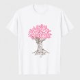 thumbnail image 1 of Women's Breast Cancer Awareness Ribbon Tree Graphic T-Shirt, 100% Cotton Short Sleeve Shirt, 1 of 7