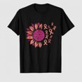 thumbnail image 1 of Women's Breast Cancer Awareness Sunflower Ribbon Graphic T-Shirt, 100% Cotton Short Sleeve Shirt, 1 of 6