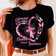 thumbnail image 1 of Women’s Breast Cancer Survivor Graphic T‑Shirt, Pink Butterfly Blessed Warrior Short‑Sleeve Tee,Women Clothing, 1 of 8