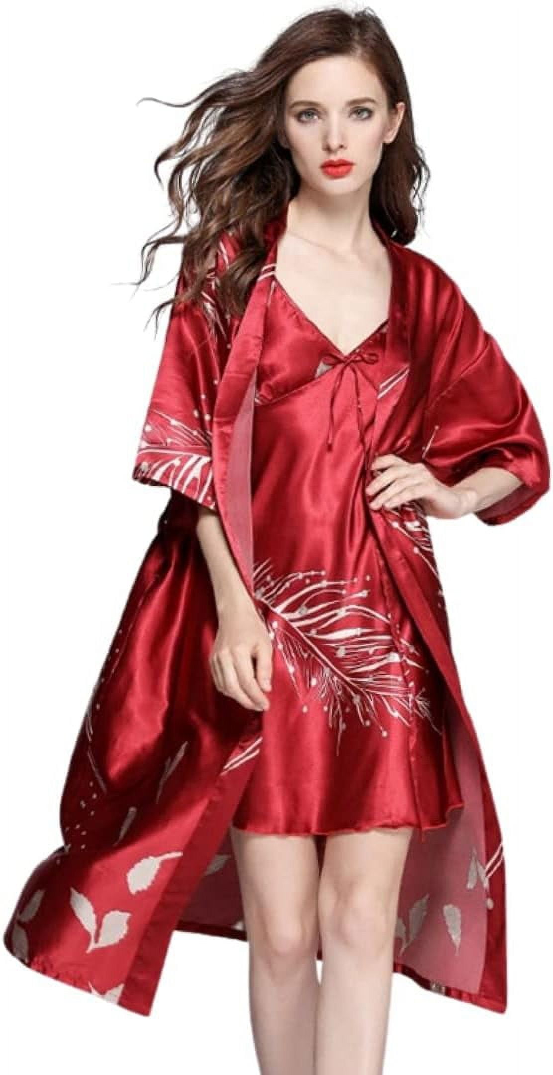 Women's Breathable 2-Piece Robe Set- 3 Colors Nightgown- Smooth and ...